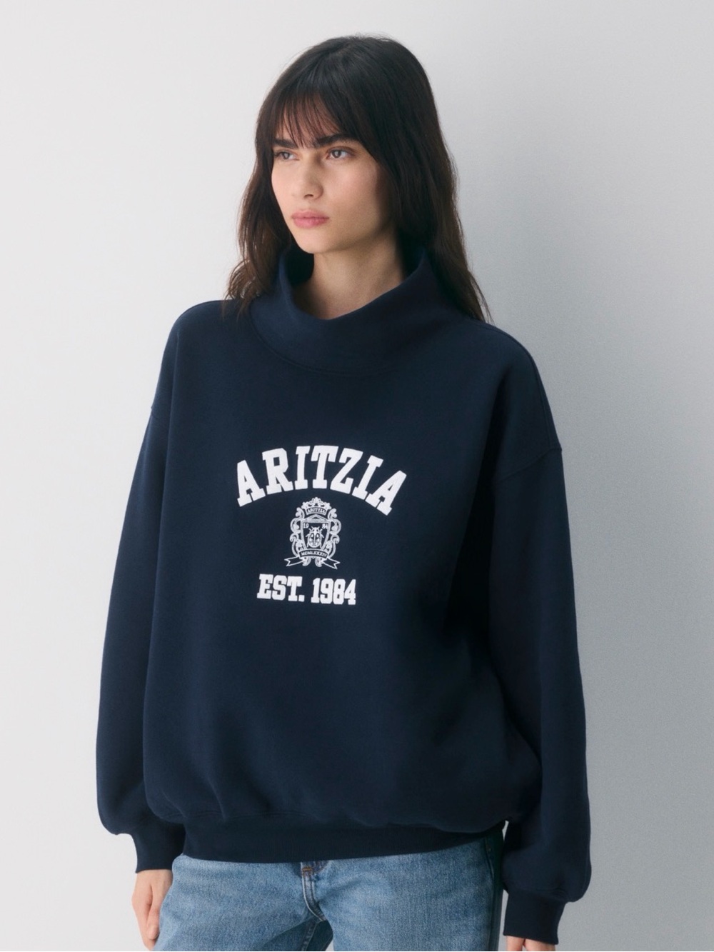 Aritzia Navy Cozy Sweatfleece Mega Funnel Neck - Picture 3 of 3